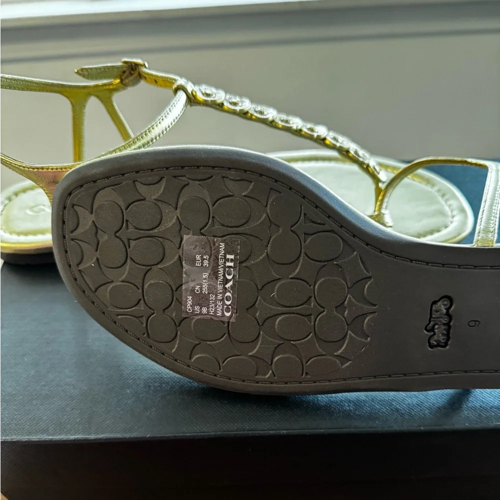 Coach Jacqueline Metallic Gold Sandal | Size 9 - Picture 4 of 7